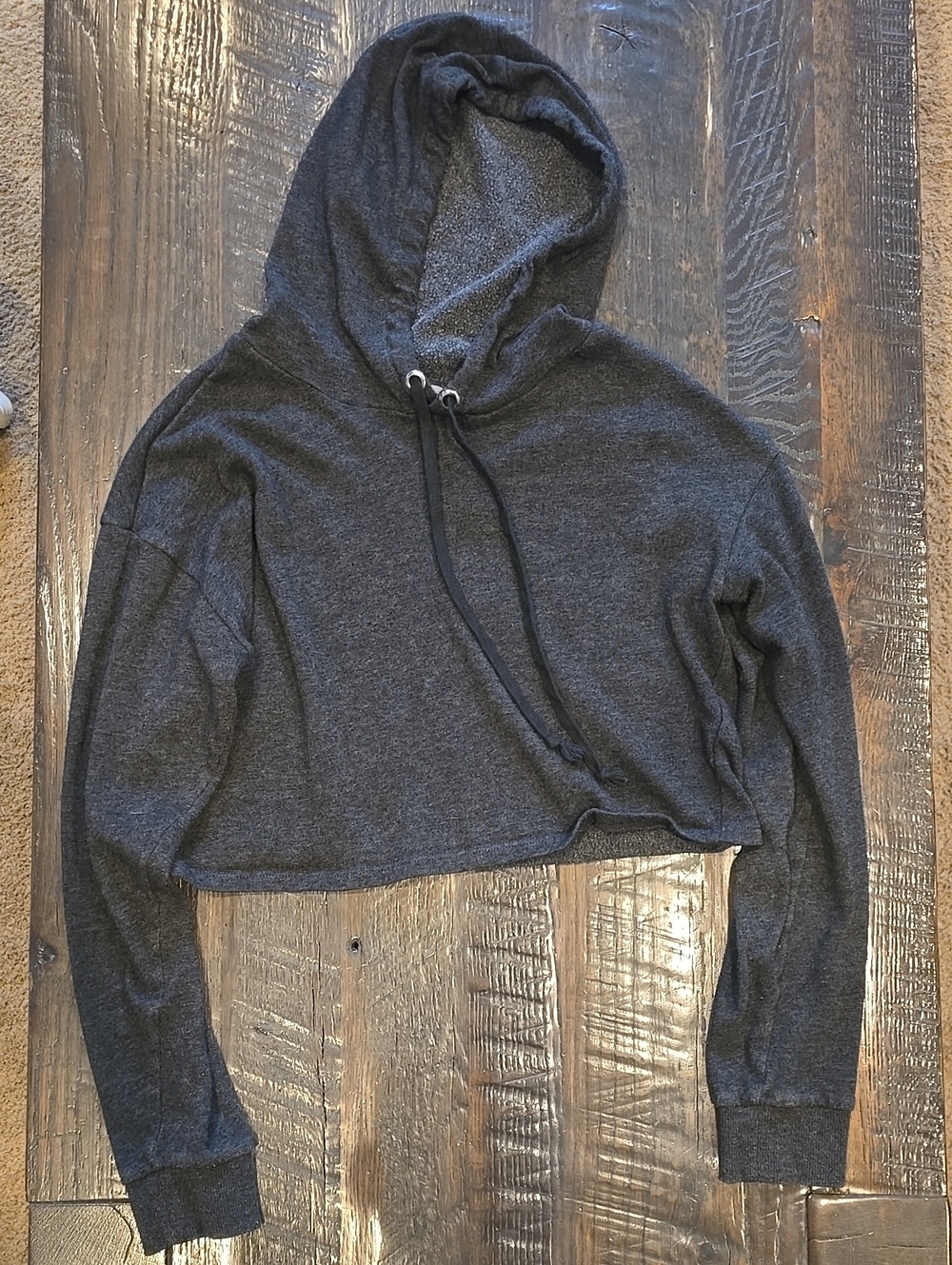 H&M Dark Charcoal Cropped Hooded Sweatshirt